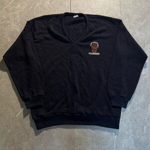 vtg Champion Blue BarNorth Montgomery Chargers Basketball V-Neck Sweatshirt